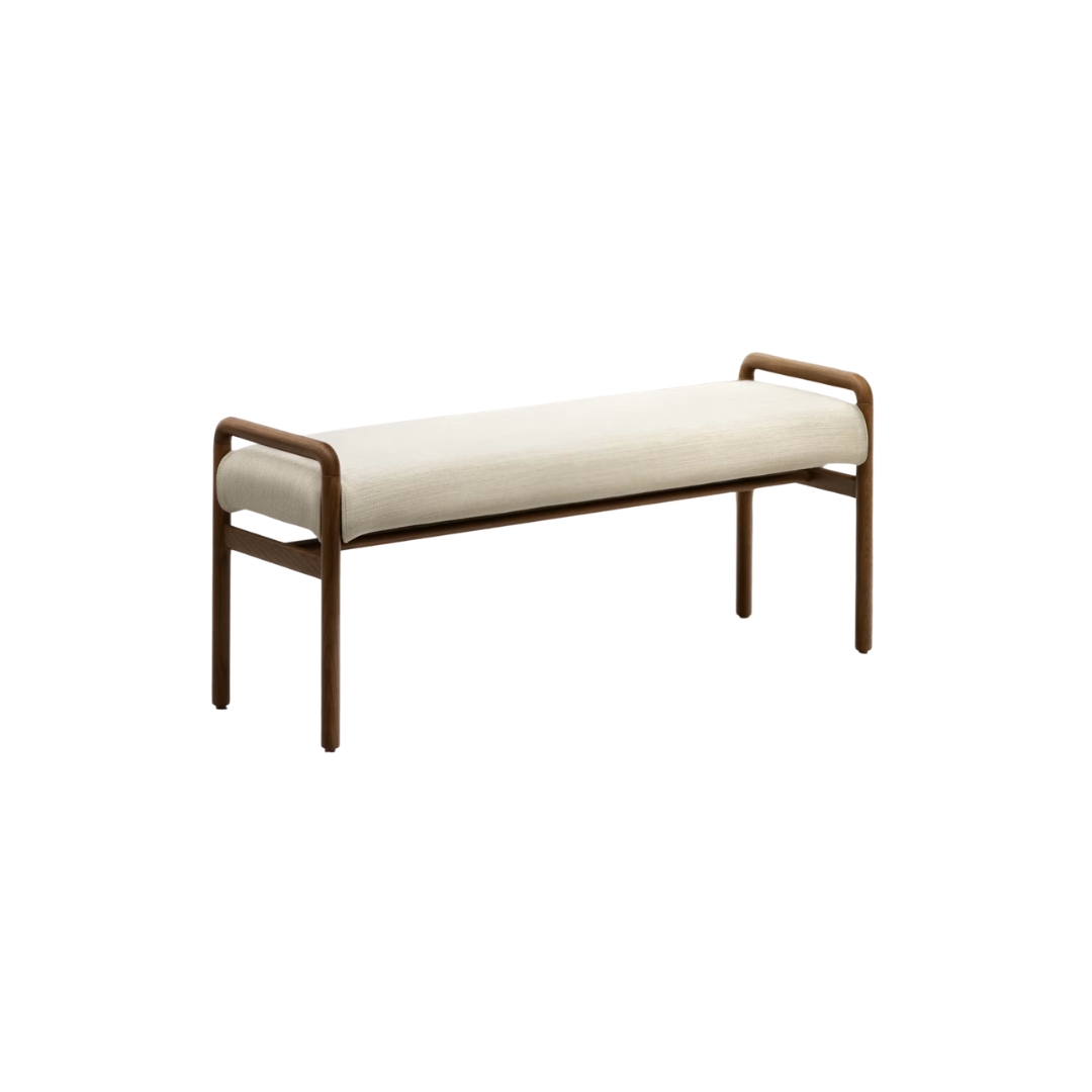Timeless Aurelia bench featuring hand-finished walnut wood and premium materials